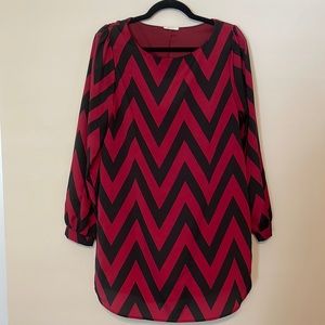 Everly chevron midi long sleeve dress